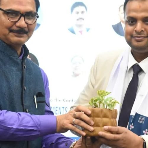 Photo shared by SKINSTITUTE- Dr. Kumar Abhishek on February 02, 2024 tagging @cutm_shout_out_, @_cutm_, and @cutmkehausle. May be an image of standing, hamper, plant, dais and office.